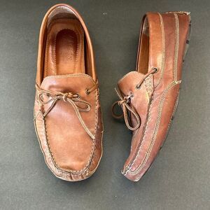 G.H. Bass Co Driving Moc Loafer Slip on Mens Sz 12 Leather Tan Brown